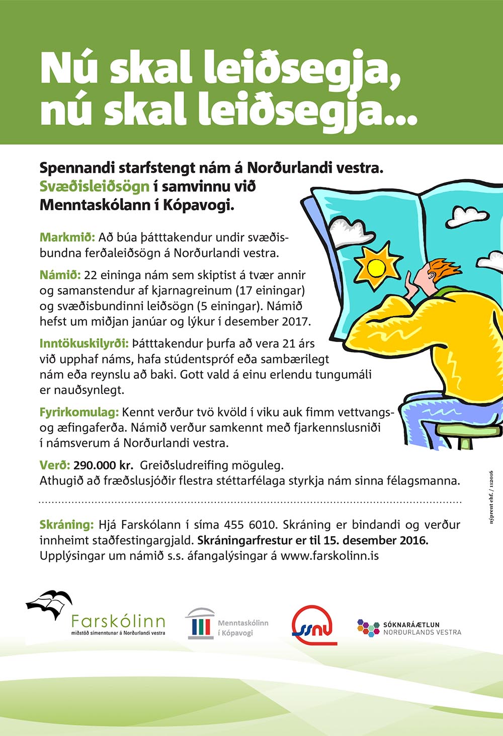Auglýsing fyrir námskeið í svæðisleiðsögn nóv. 2016