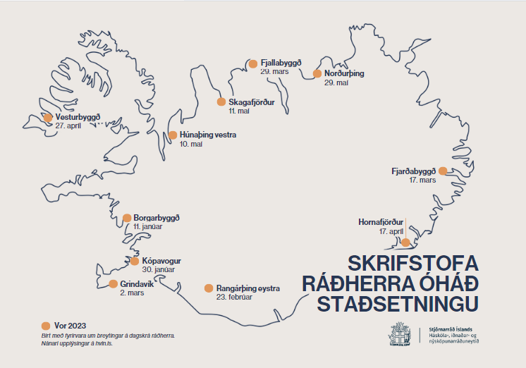 Skrifstofa ráðherra óháð staðsetningu. 