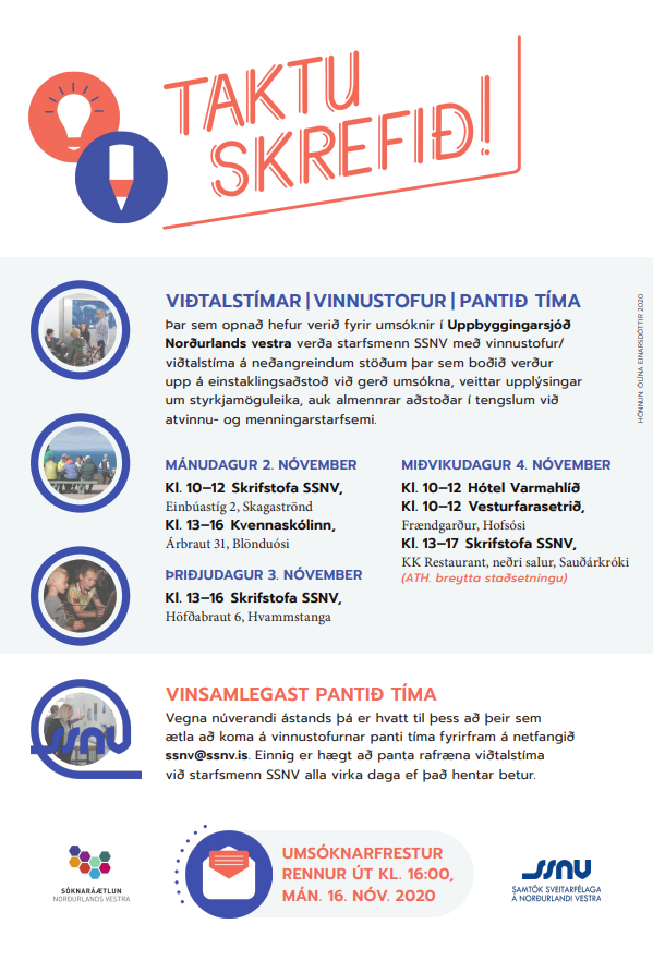 Viðtalstímar / Vinnustofur / Pantið tíma