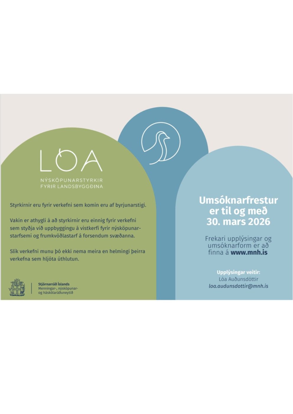 Opnað fyrir umsóknir í Lóu – nýsköpunarstyrki fyrir landsbyggðina