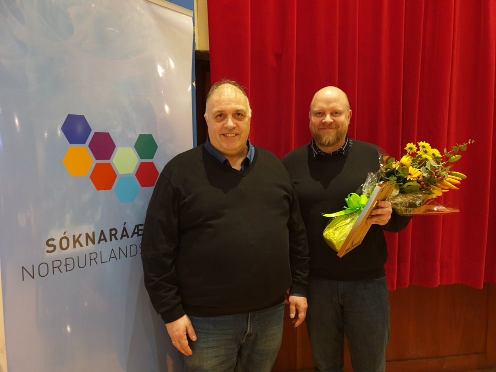 Áskell Heiðar Ásgeirsson, framkvæmdastjóri Sýndarveruleika ehf., og Þorleifur Karl Eggertsson, forma…