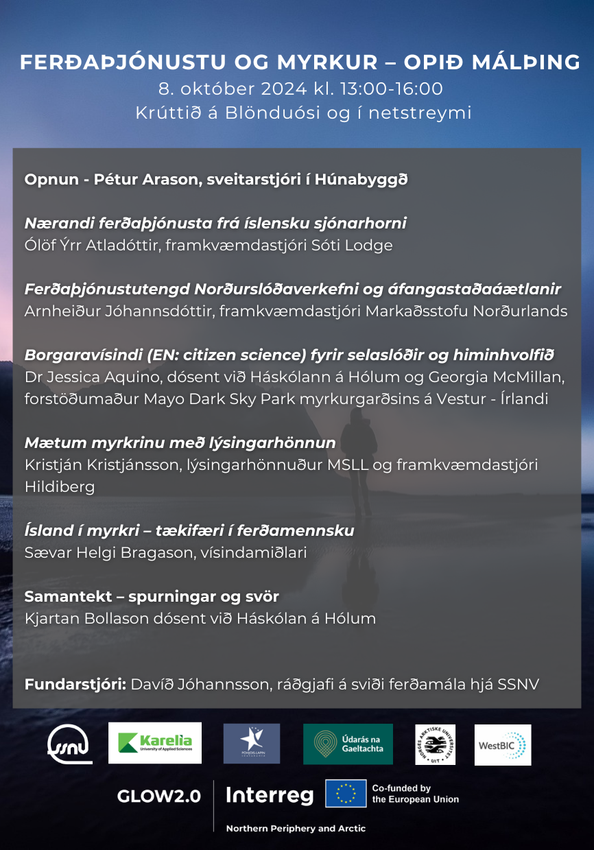 Ferðaþjónusta og myrkur - opið málþing GLOW 2.0