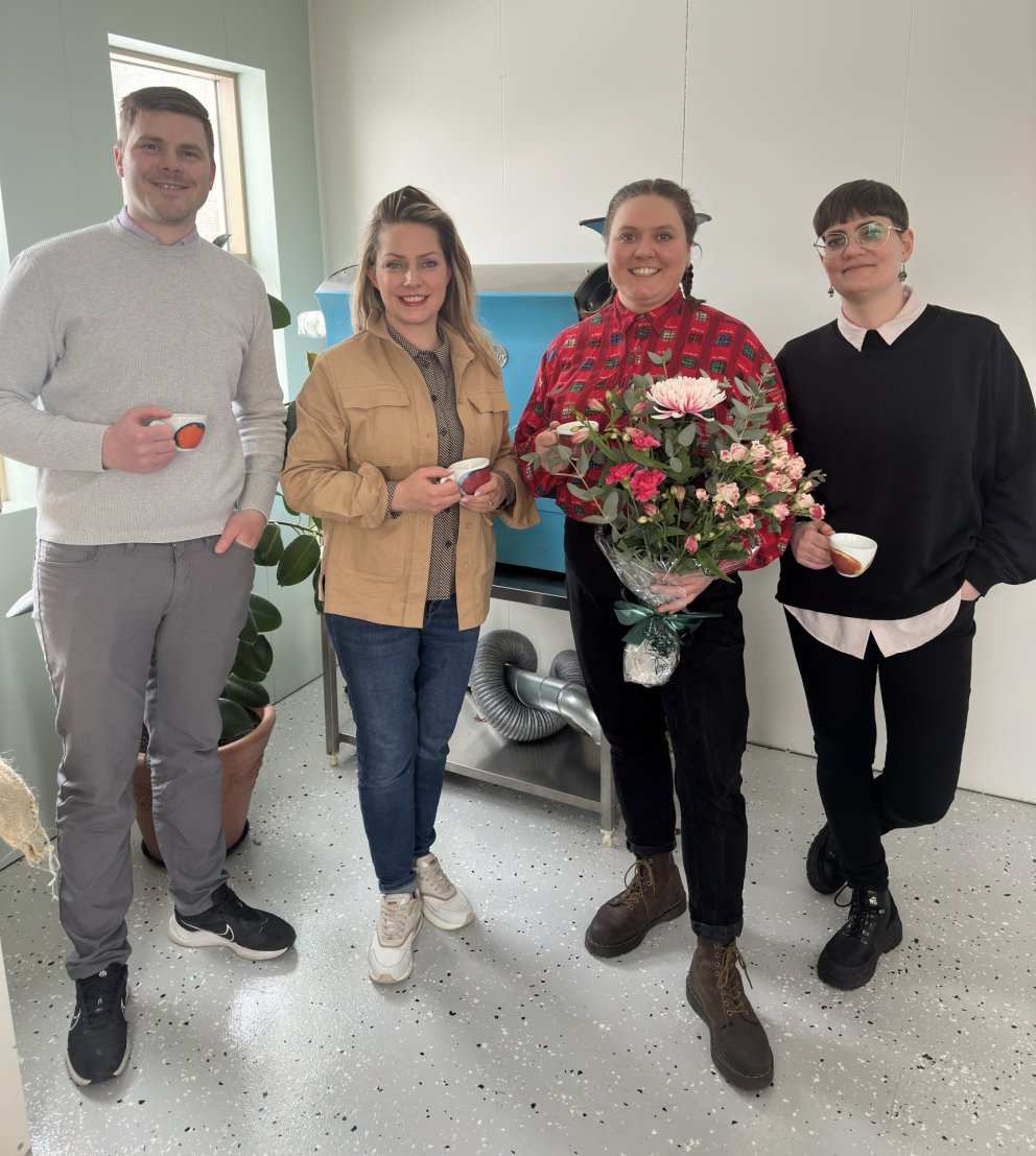 Guðlaugur Skúlason og Katrín M. Guðjónsdóttir ásamt eigendum kaffibrennslunnar Korg Völu Stefánsdótt…