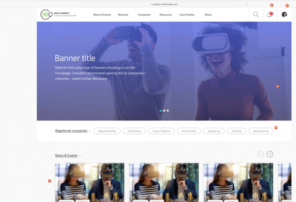 Skjáskot af heimasíðu í vinnslu