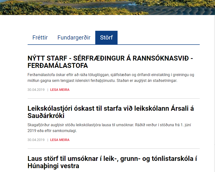 Störf í boði á Norðurlandi vestra