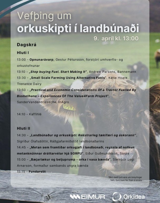 Orkuskipti í landbúnaði - vefþing 9. apríl